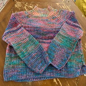 Rainbow Knit Balloon Sleeve Sweater